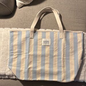 Summer Fridays Blue and Cream Tote Brand New!
